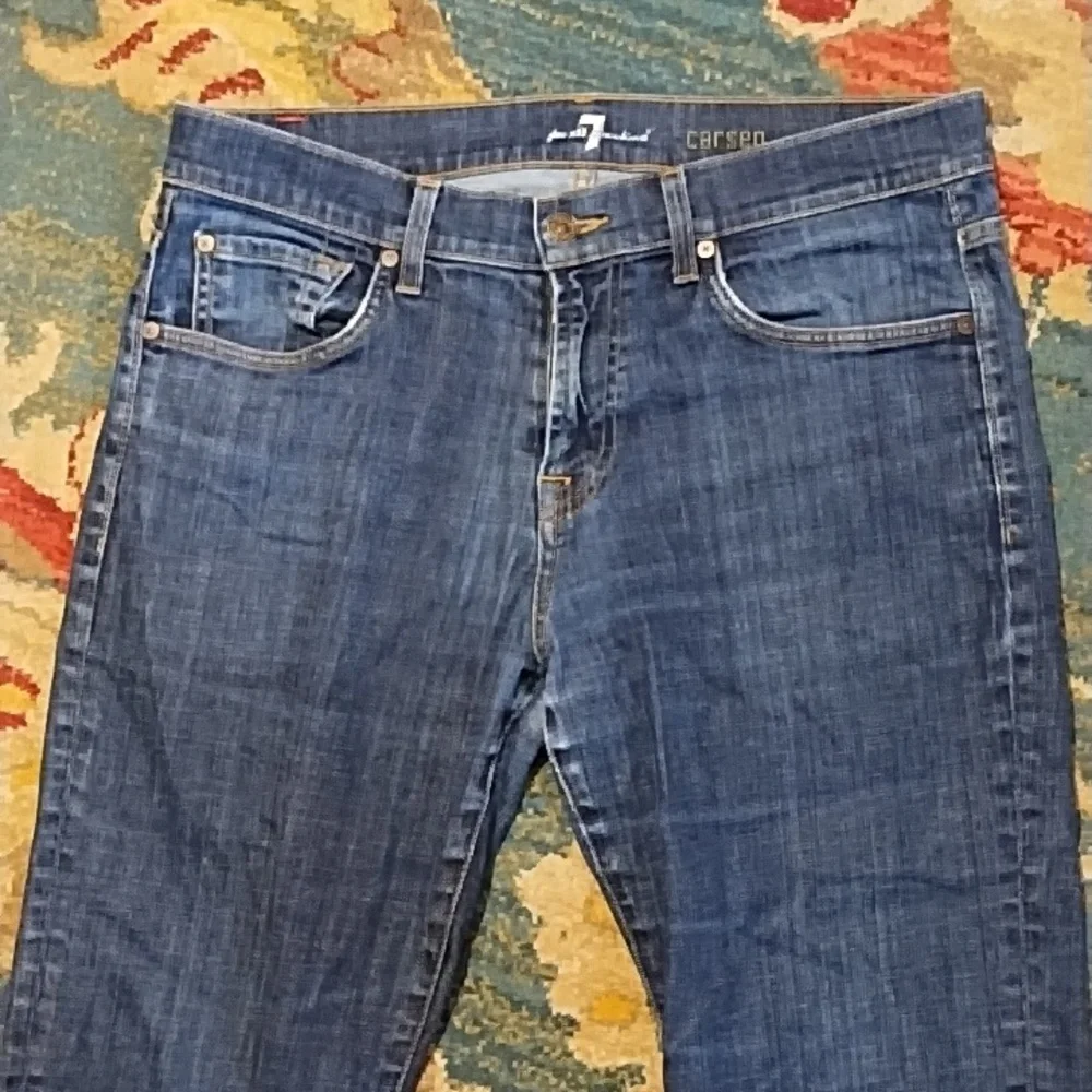 Men's 7ForAllMankind Carson Dark Wash Straight Leg Jeans, W34"/L32" - Picture 2 of 9